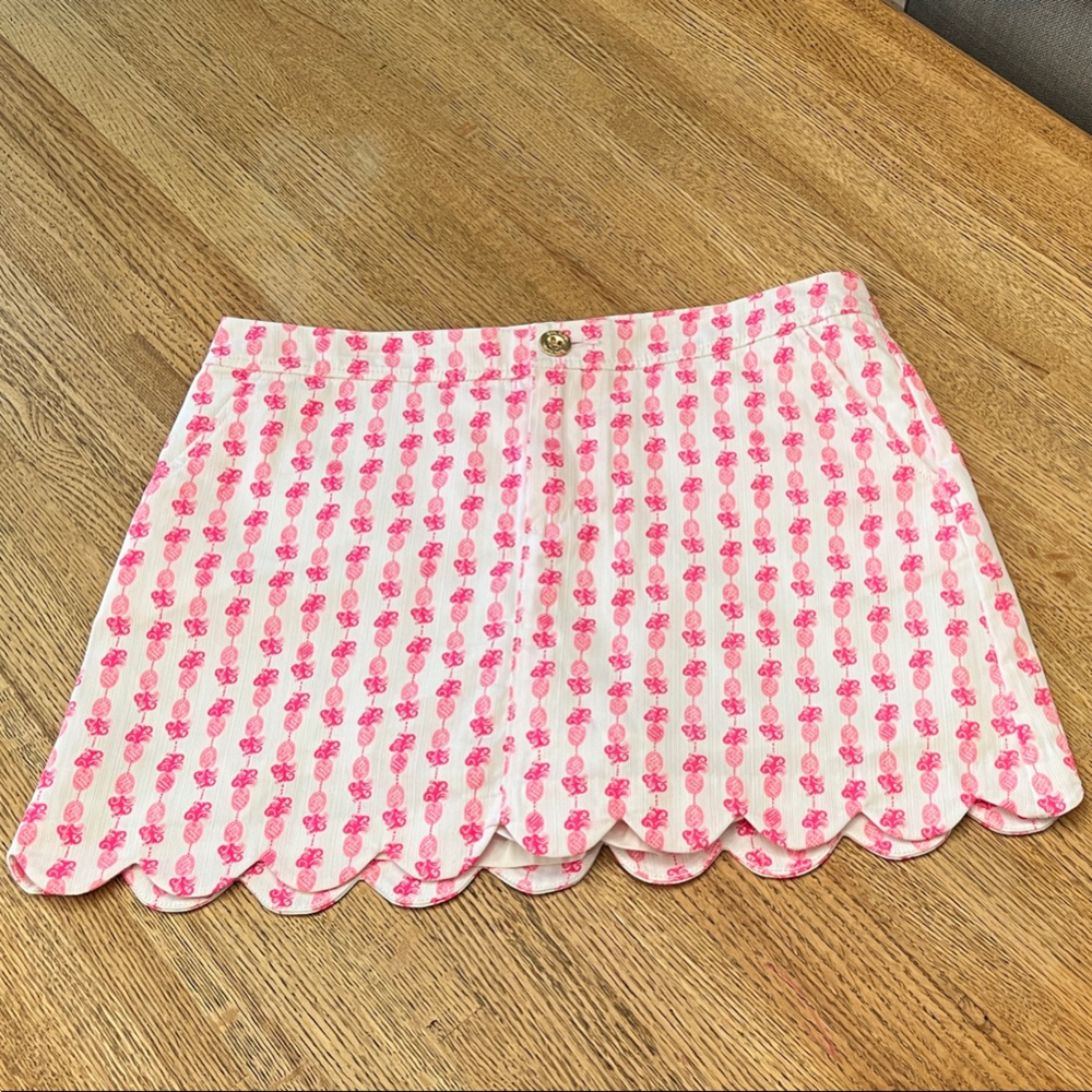 Lilly Pulitzer Pink and White Mini Skirt sz 8